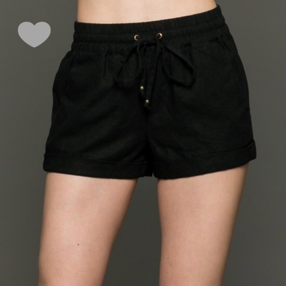 Tie waist linen shorts